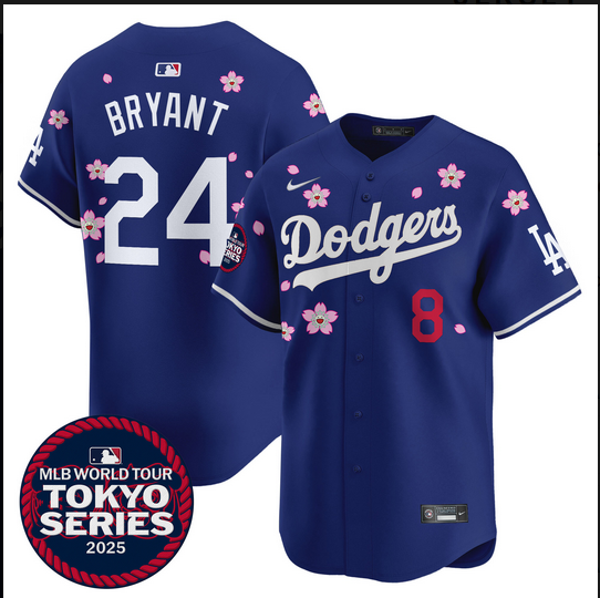 Men Los Angeles Dodgers #24 Bryant Tokyo Series 2025 blue Limited Stitched Jersey